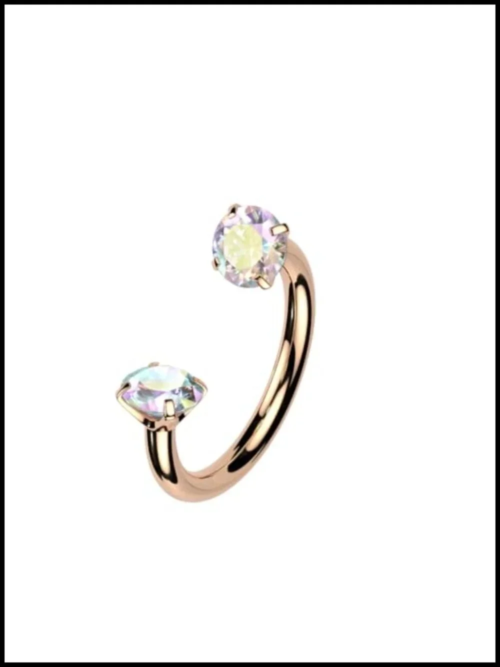 Implant Grade Titanium Internally Threaded Horseshoe Piercing Ring with CZ Gem